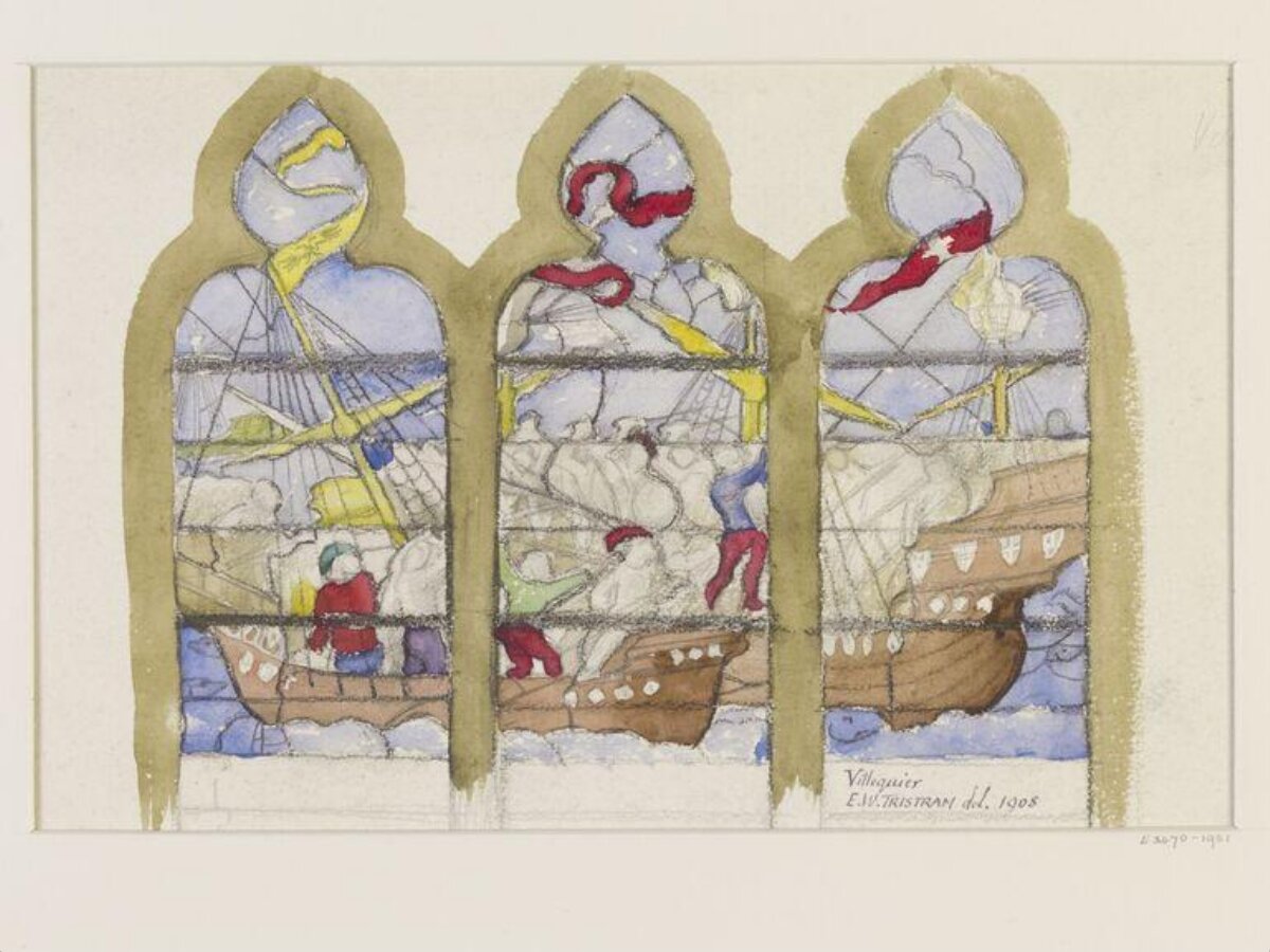 1905 Sketch of Nautical Stained Glass Window
