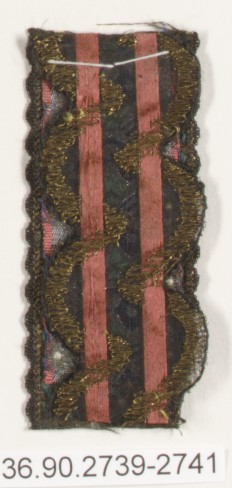 Antique Striped Embroidered Textile Fragment