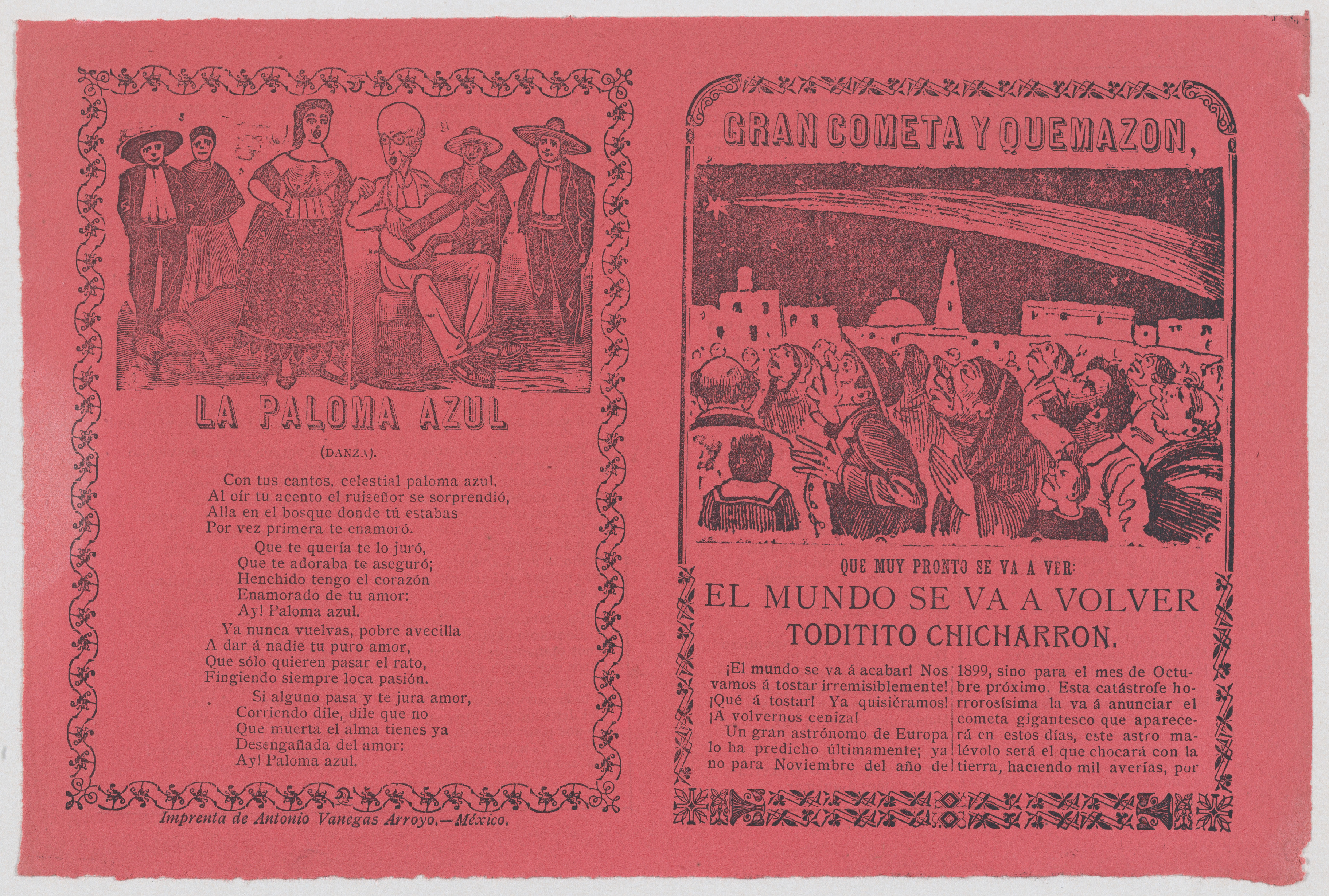 Antique Mexican Printed Broadside Ballads
