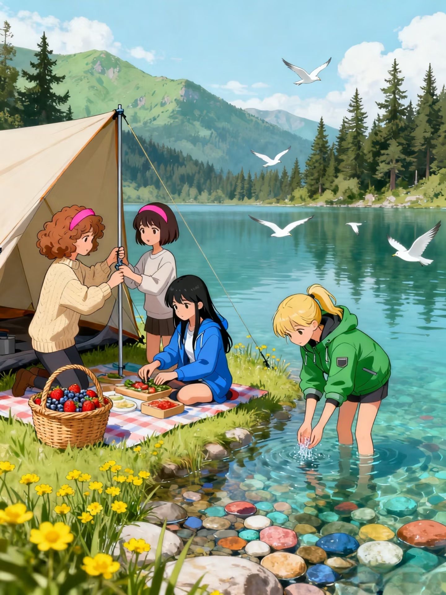 Camping by Mountain Lake