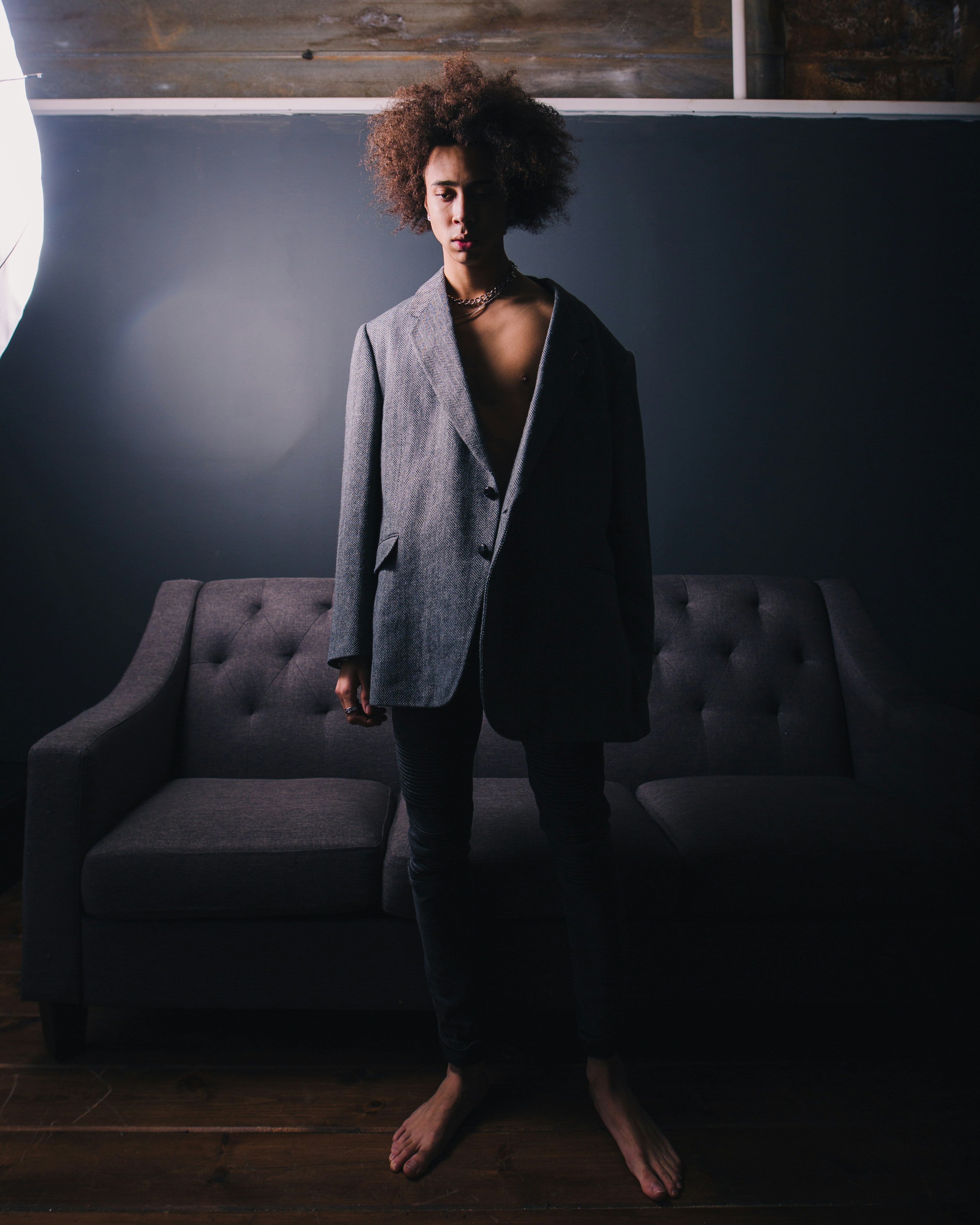 Barefoot Fashion Model Studio Portrait
