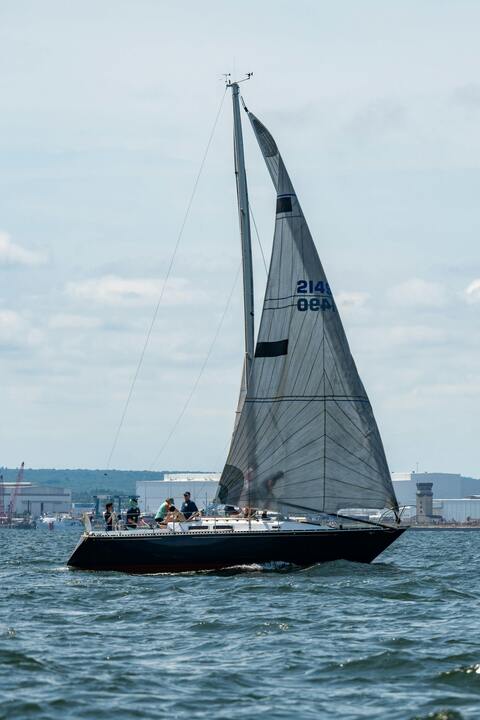 Sailboat Sailing on Coastal Water