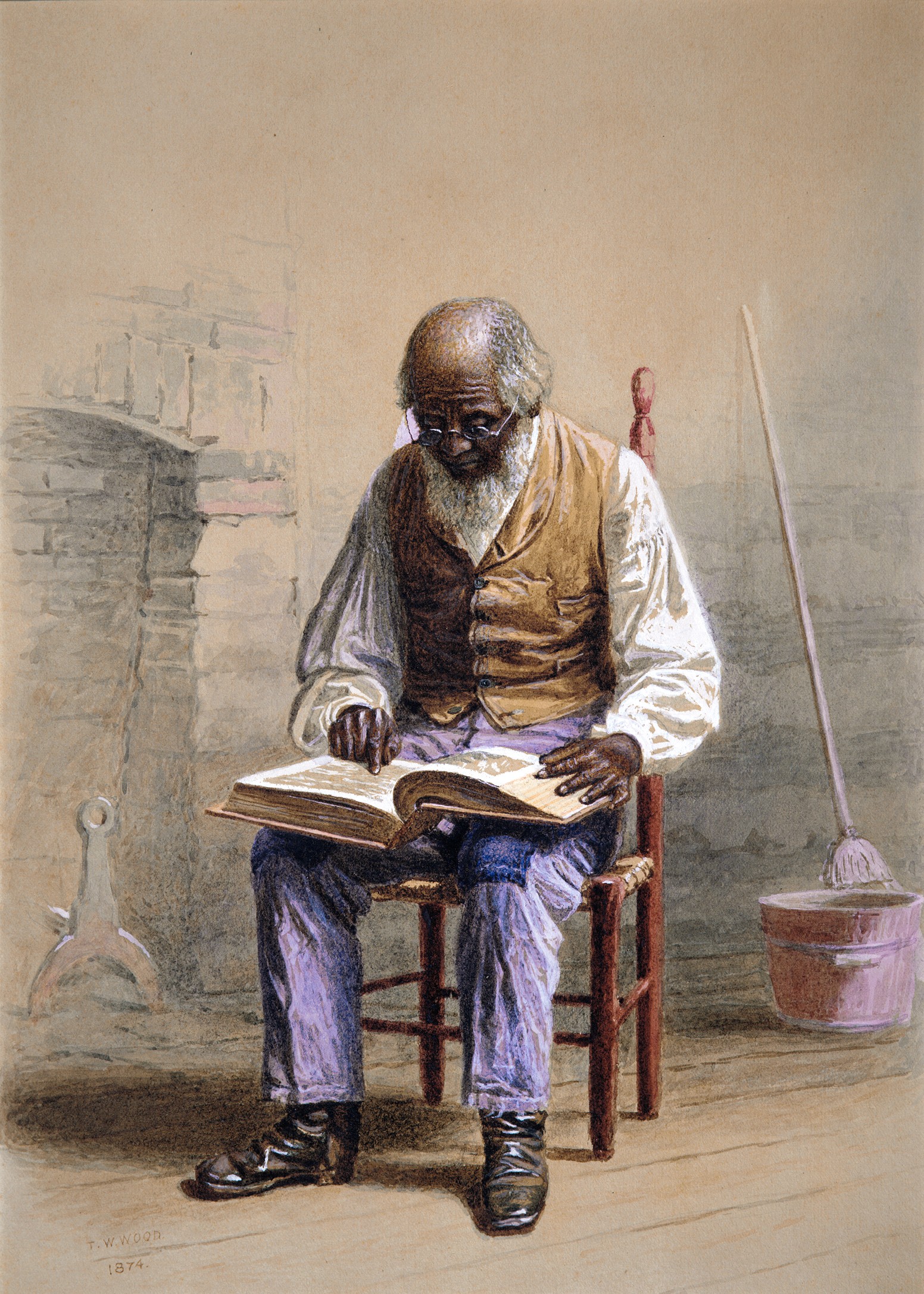 Elderly Man Reading an Open Book