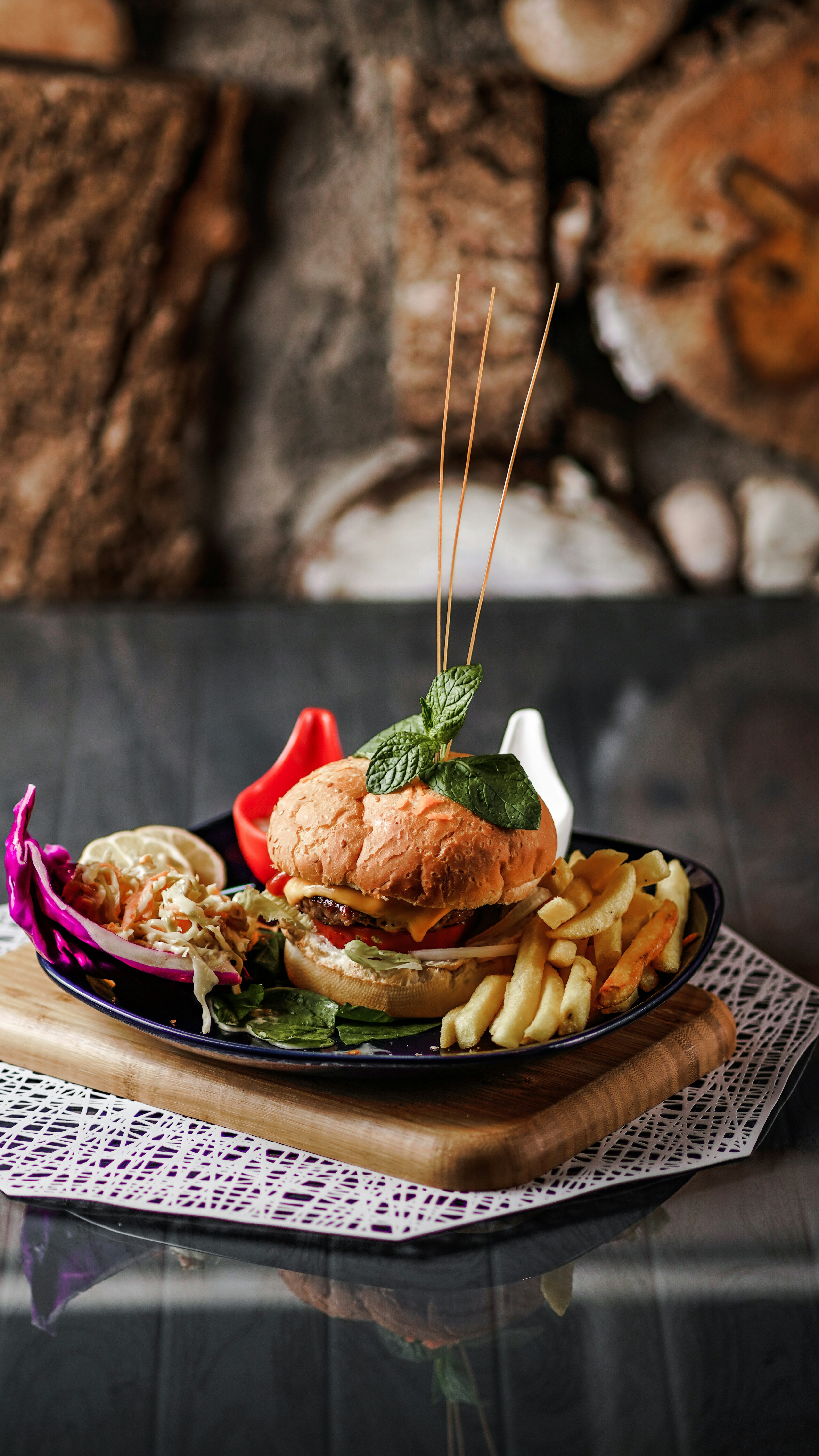 Plated Gourmet Burger Meal