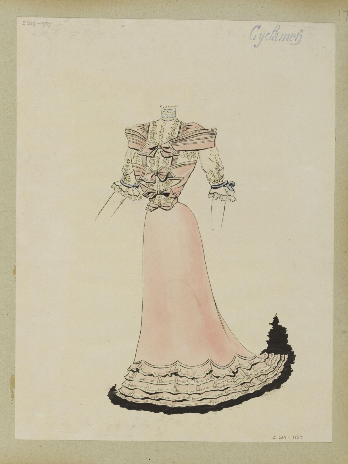 Vintage Pink Dress Fashion Sketch