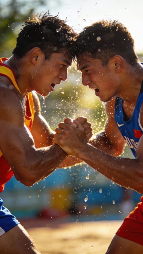 Two Athletes Competing Head to Head