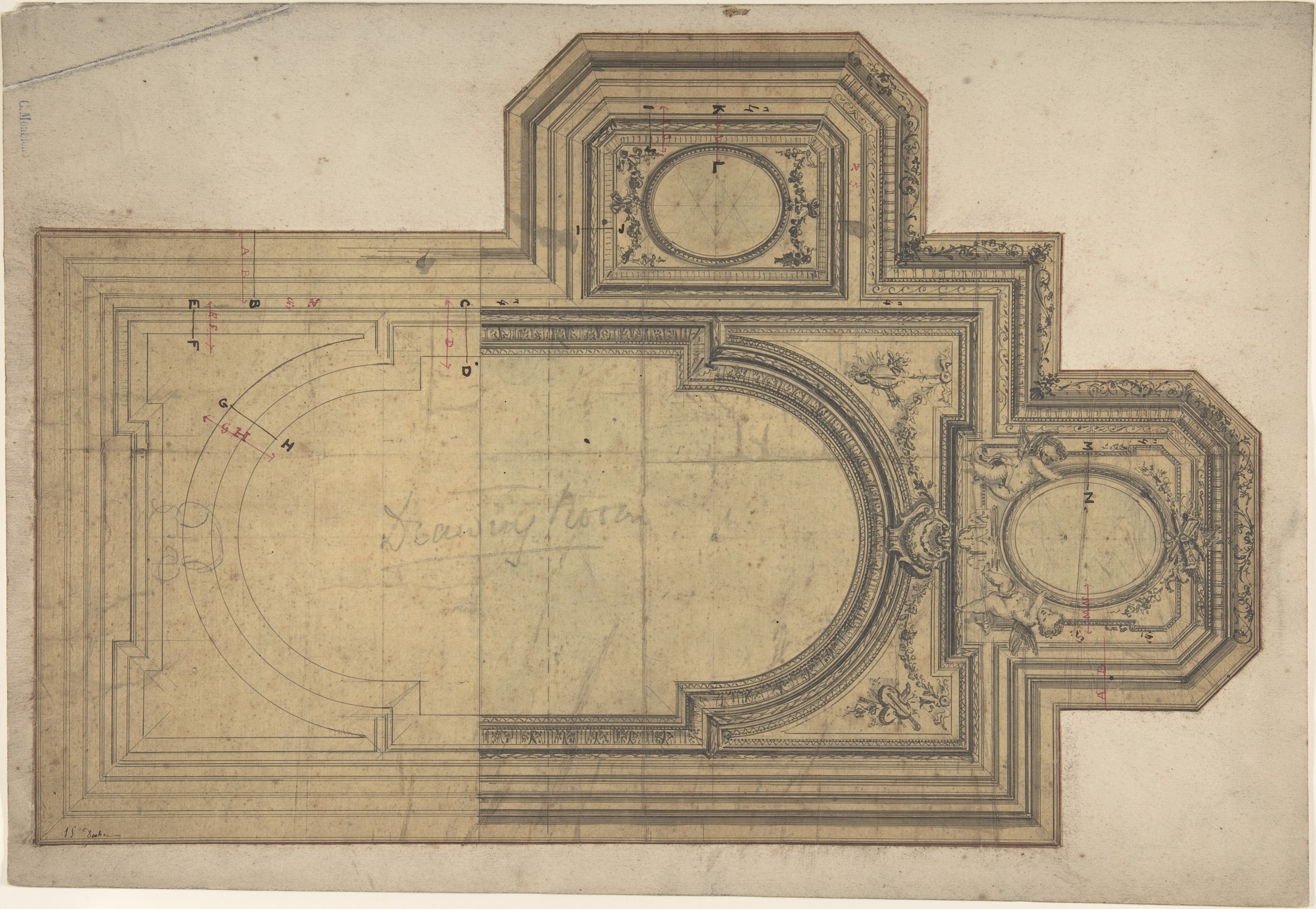 Historical Architectural Ceiling Plan Drawing