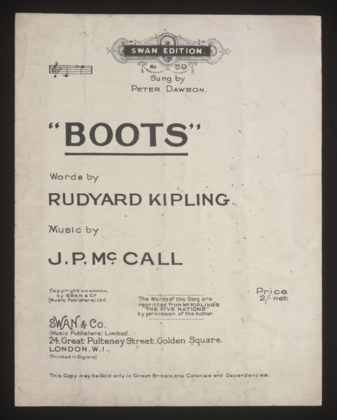 Vintage 'Boots' Sheet Music Cover