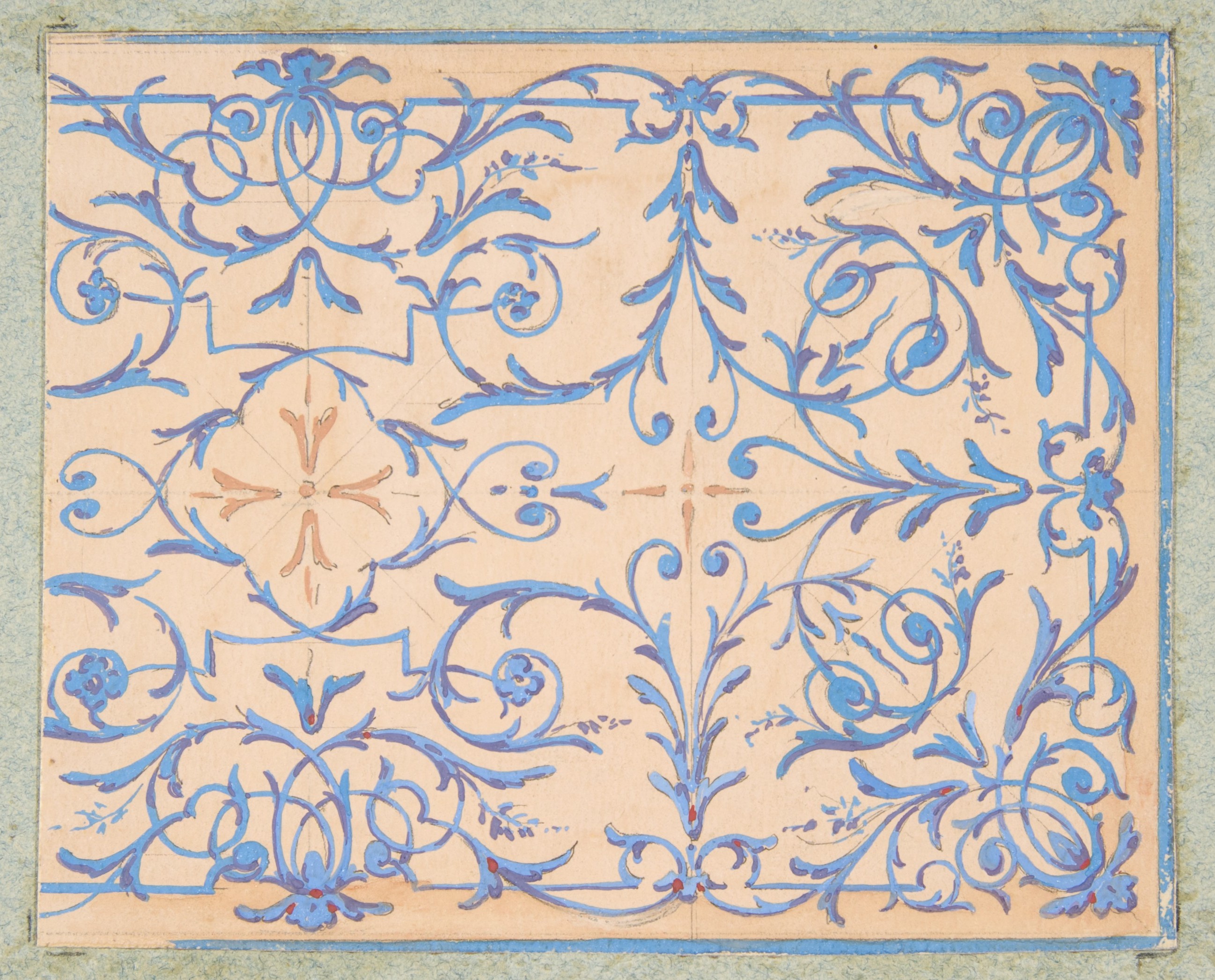 Blue Scrollwork Decorative Pattern Sketch