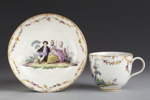 Hand-painted Porcelain Cup and Saucer