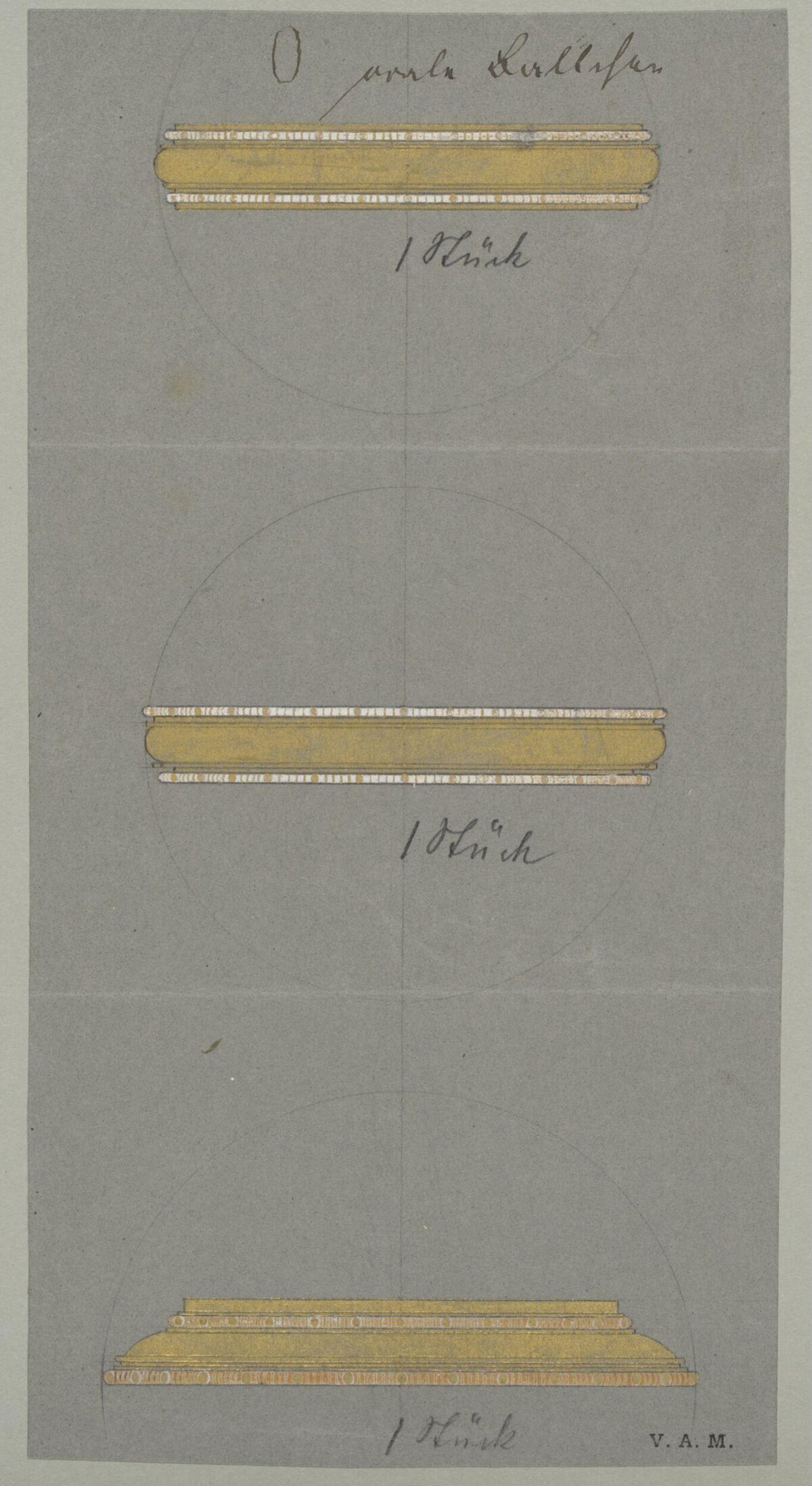 Three Gold Collar Design Sketches