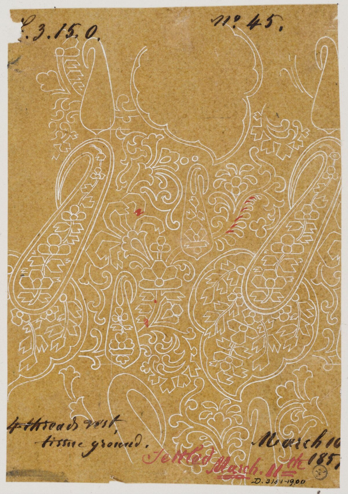 1850s Paisley Textile Design Sketch