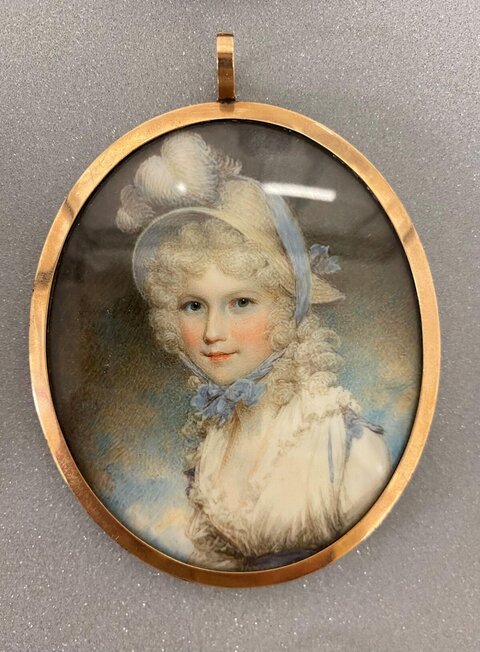 Gold Framed Miniature Portrait of Woman