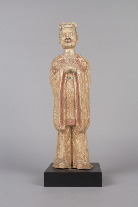 Ancient Painted Standing Pottery Figurine