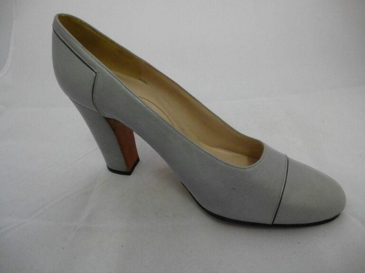 Light Gray Block Heel Pump