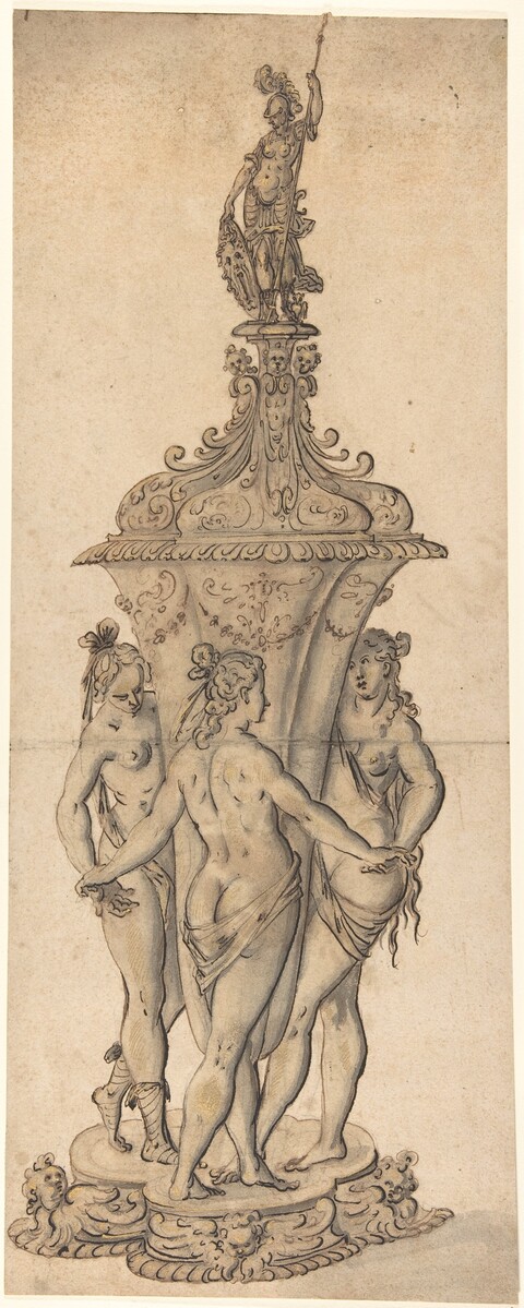 Ornate Sculptural Fountain Design Sketch