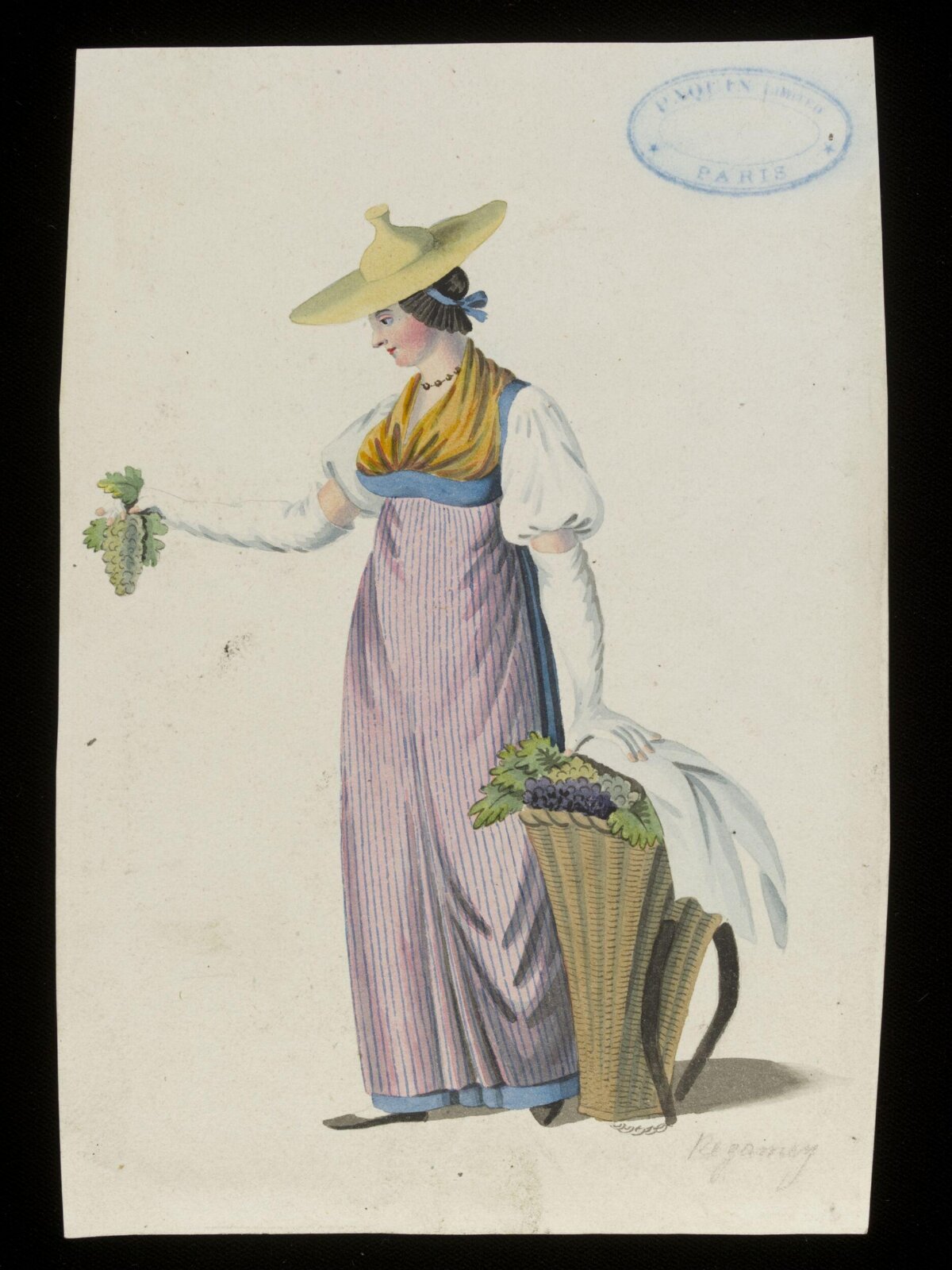 Watercolor of Female Grape Seller