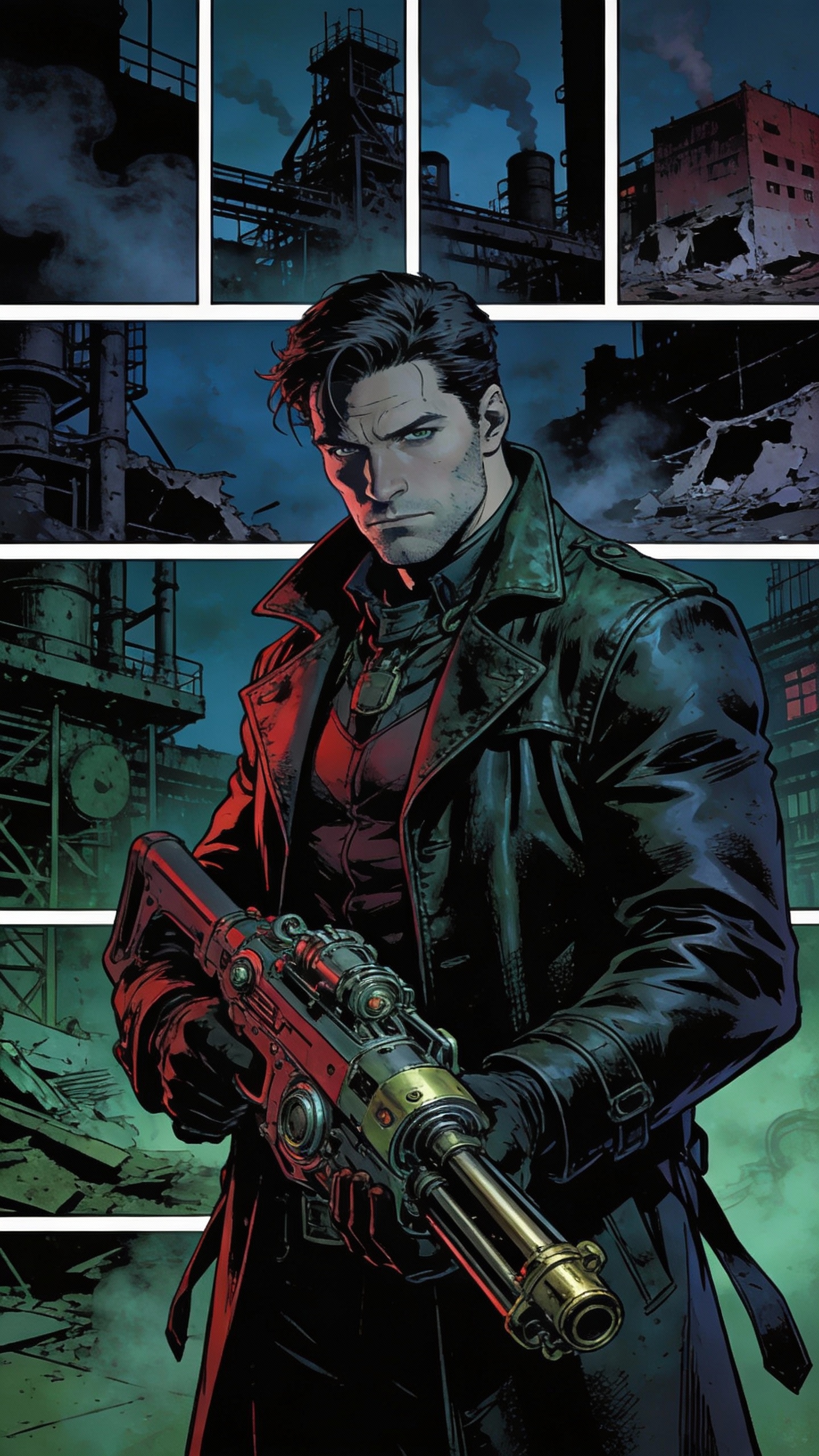Armed Vigilante in Industrial Ruins