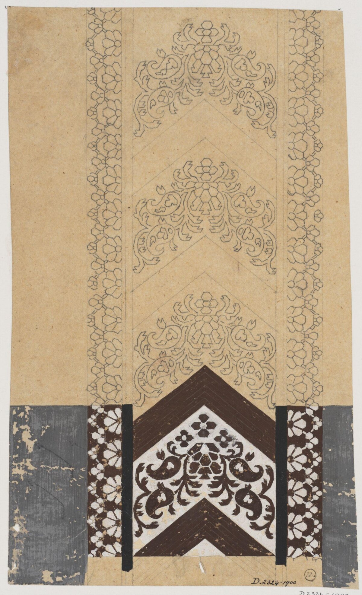 Ornamental Textile Pattern Design Sketch