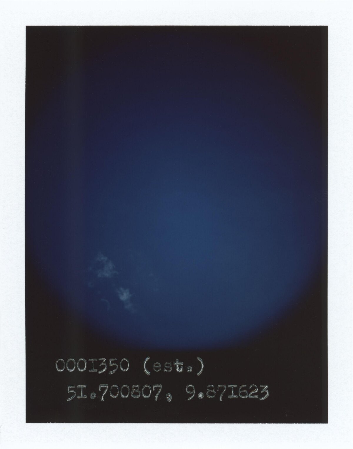 Polaroid Deep Blue Sky with Coordinates