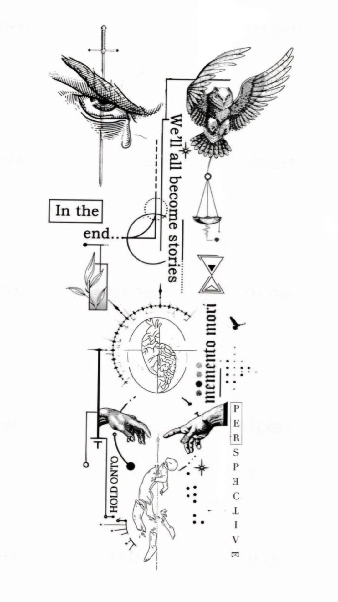 Black and White Surreal Tattoo Collage