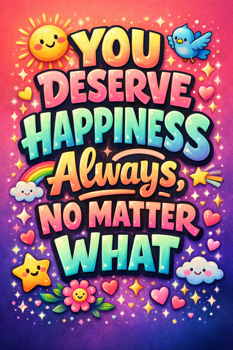You Deserve Happiness Inspirational Art