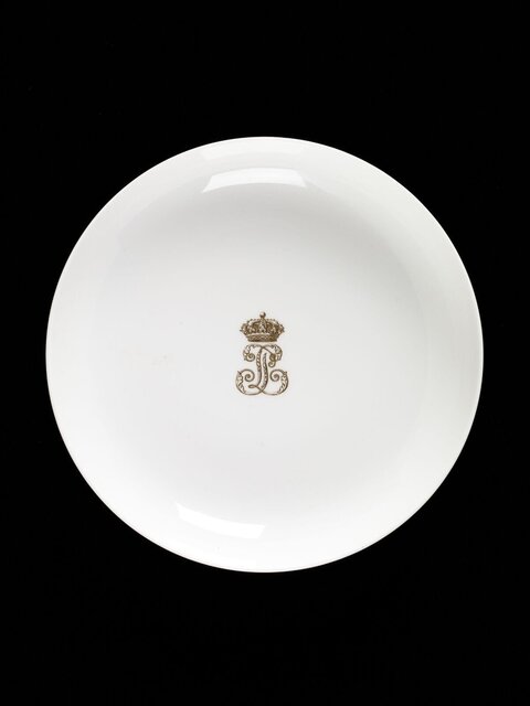 Royal Monogram White Porcelain Plate