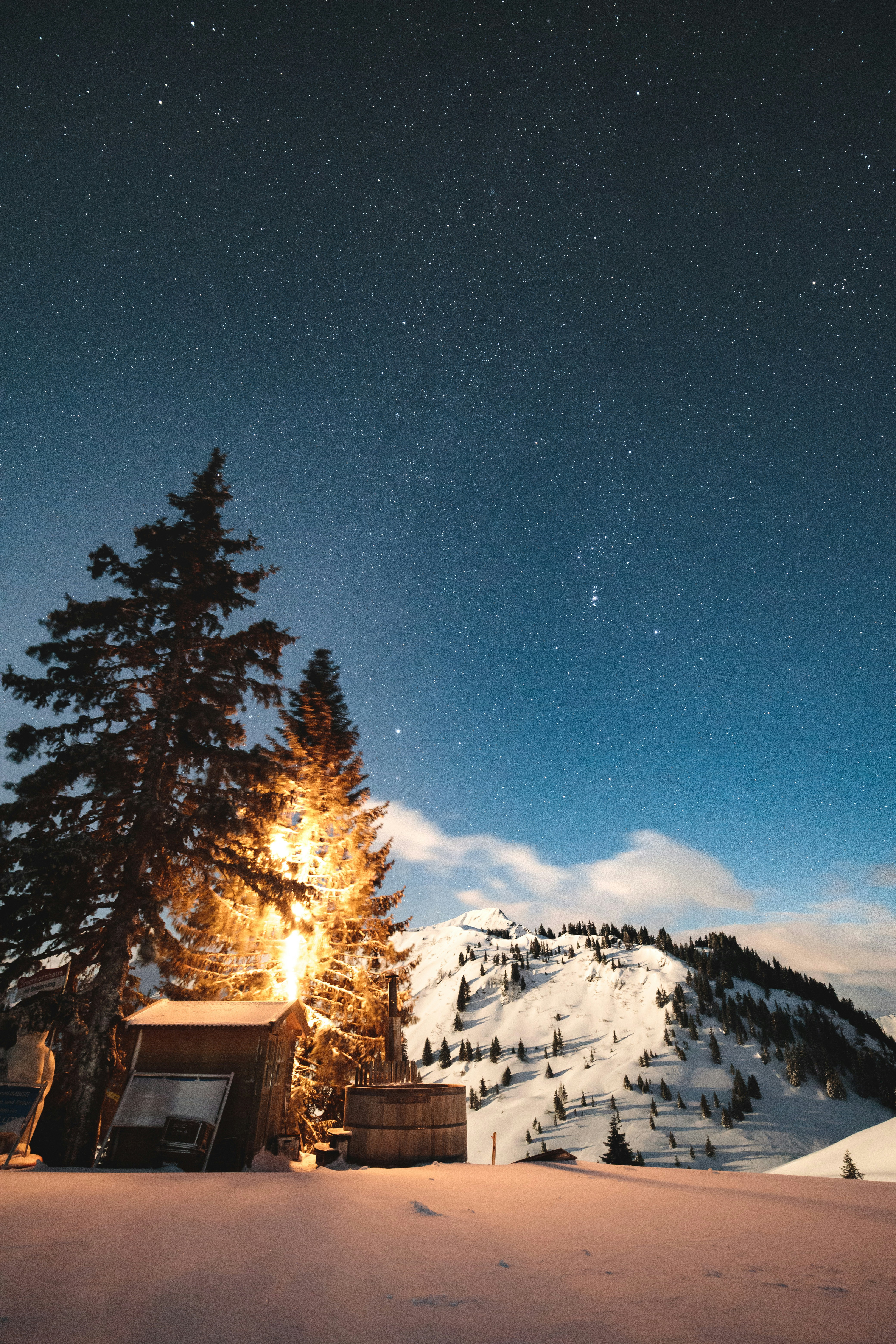 Snowy Mountain Starry Night