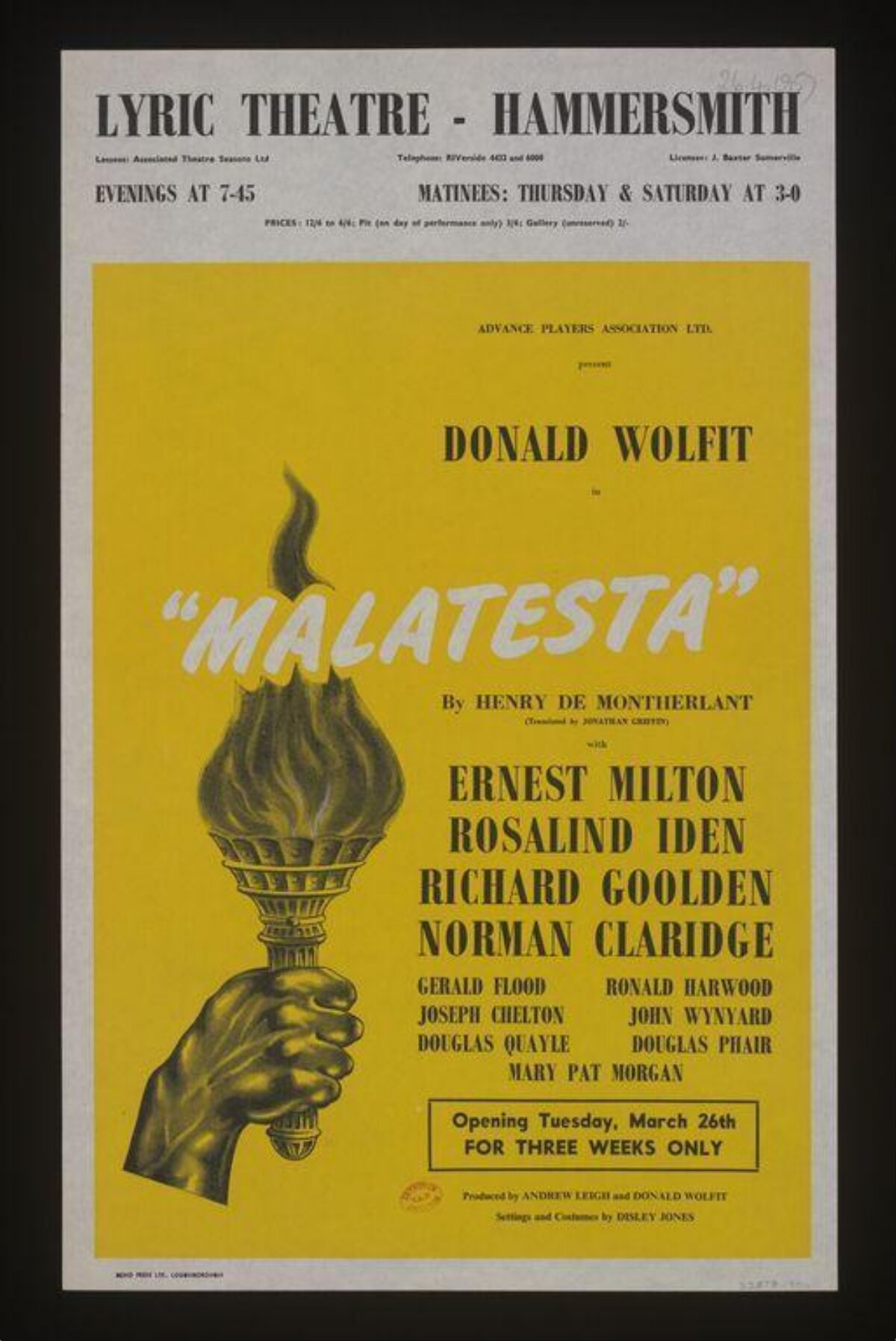 Vintage Malatesta Play Theatre Poster — Posters