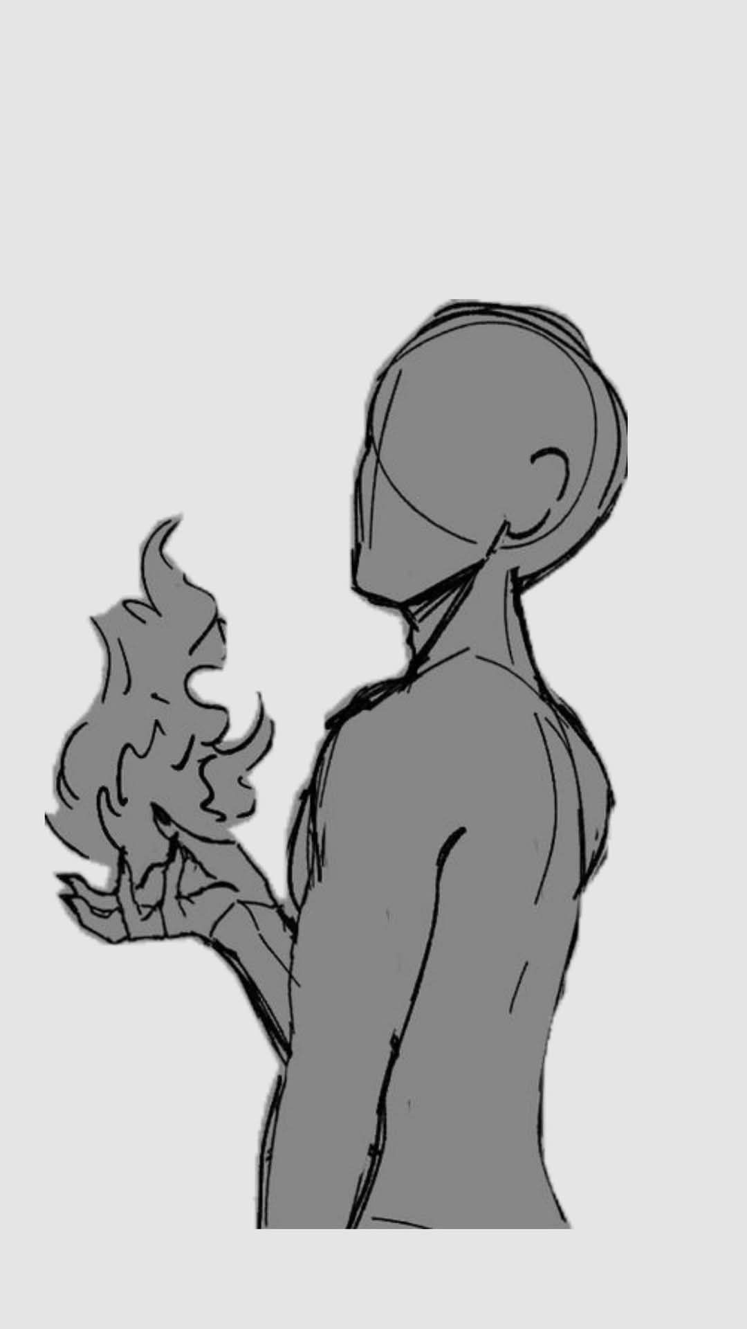 Faceless Figure Holding Fire Sketch