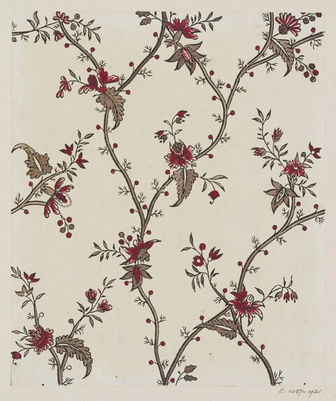 Vintage Red Brown Floral Pattern