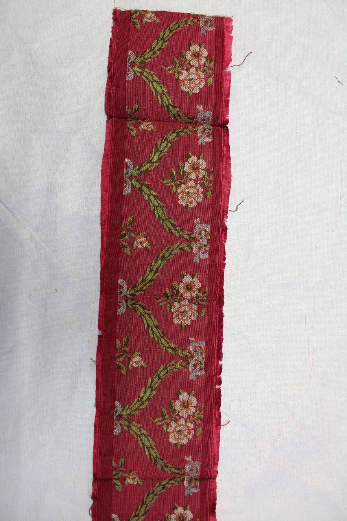 Vintage Red Floral Fabric Strip