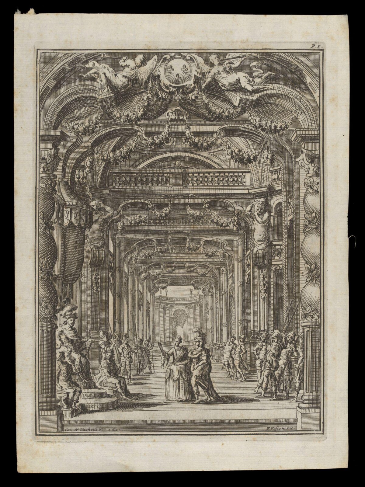 Antique Etching of Royal Palace Hall