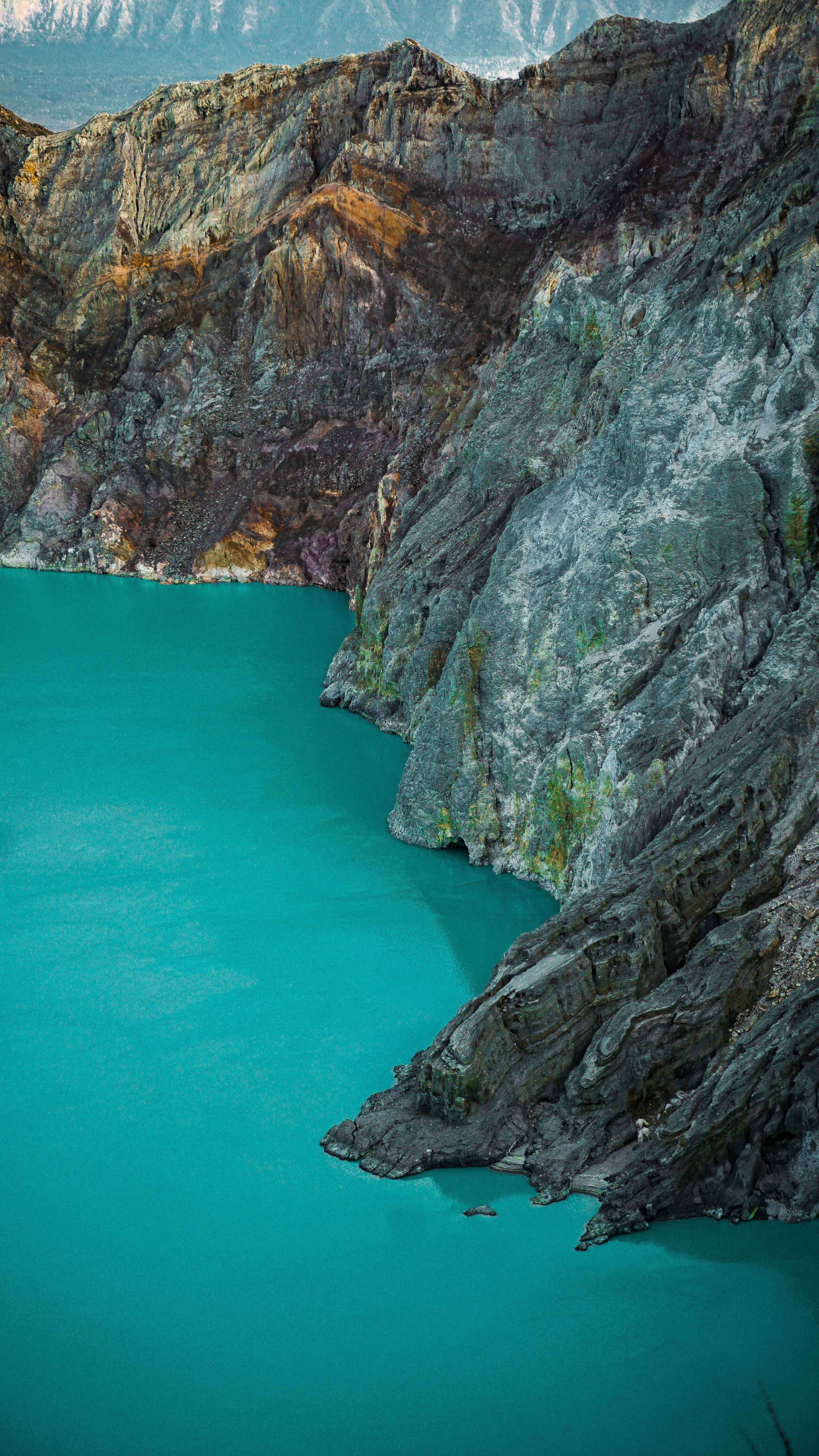 Turquoise Volcanic Crater Lake