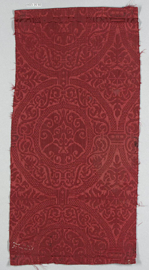 Red Antique Patterned Textile Fragment