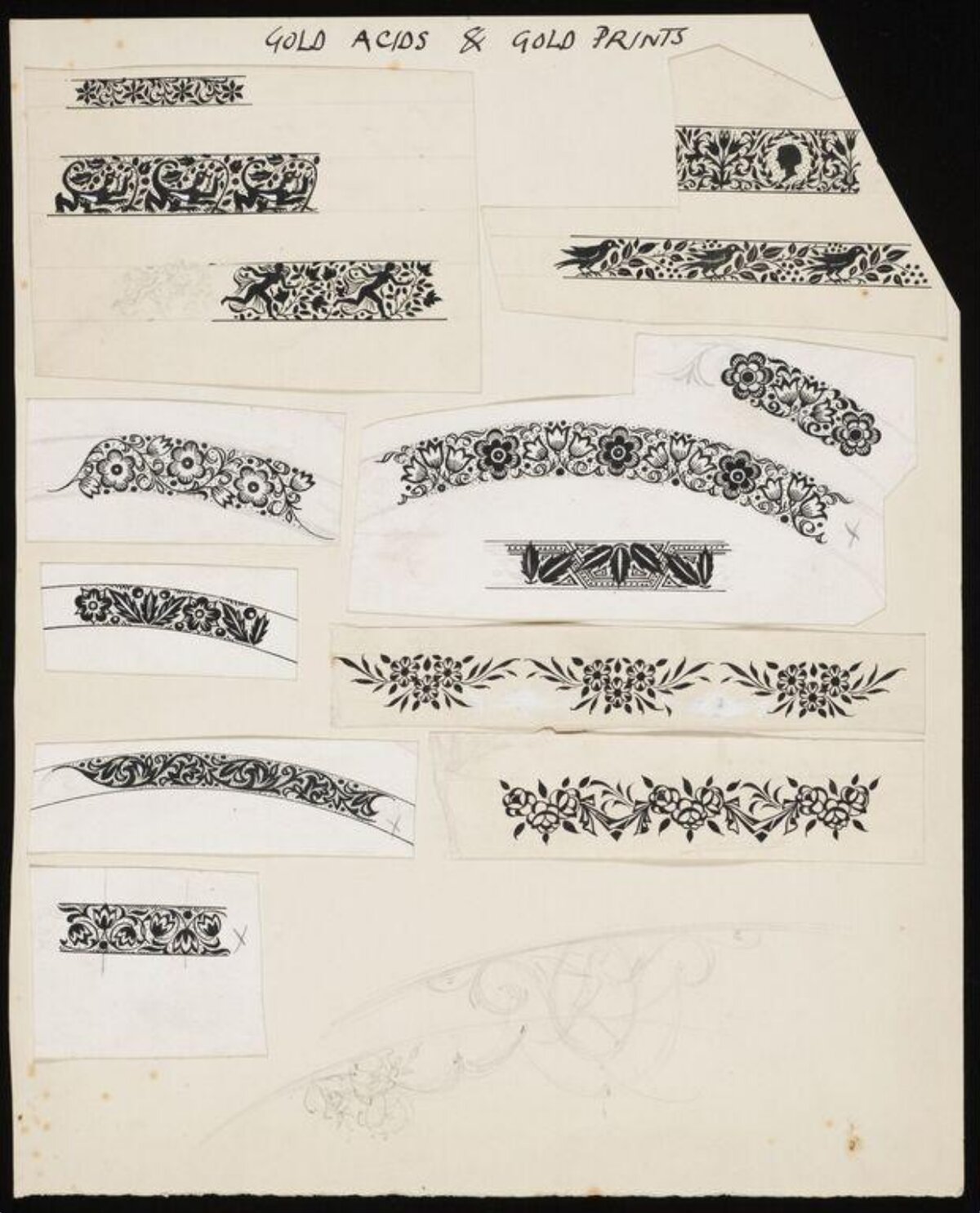 Vintage Ornamental Border Design Sketches