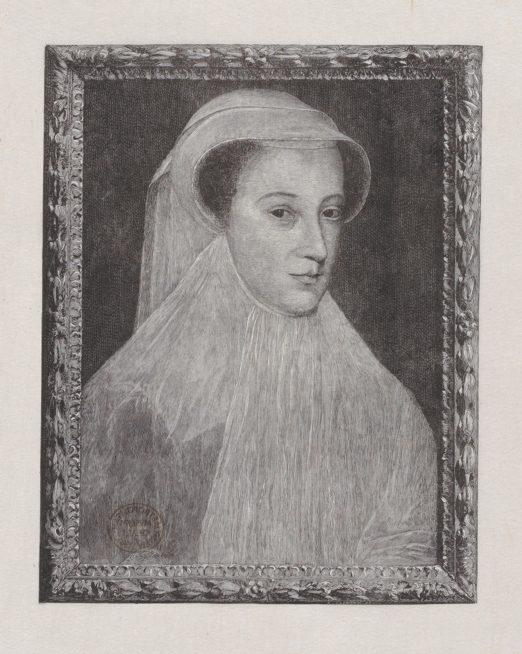 Framed Engraved Portrait of a Woman