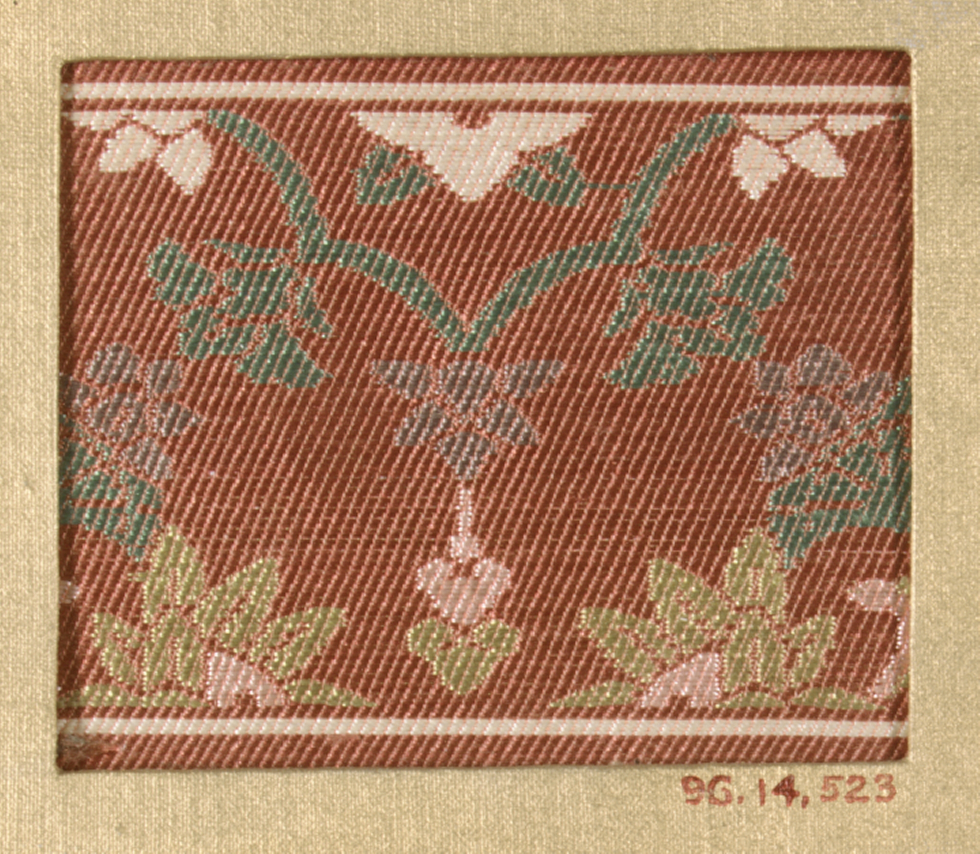 Red Floral Antique Textile Sample