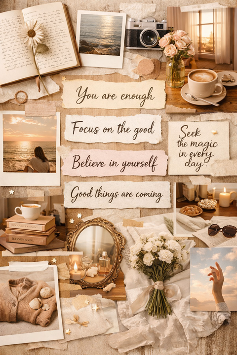 Positive Affirmation Aesthetic Mood Board