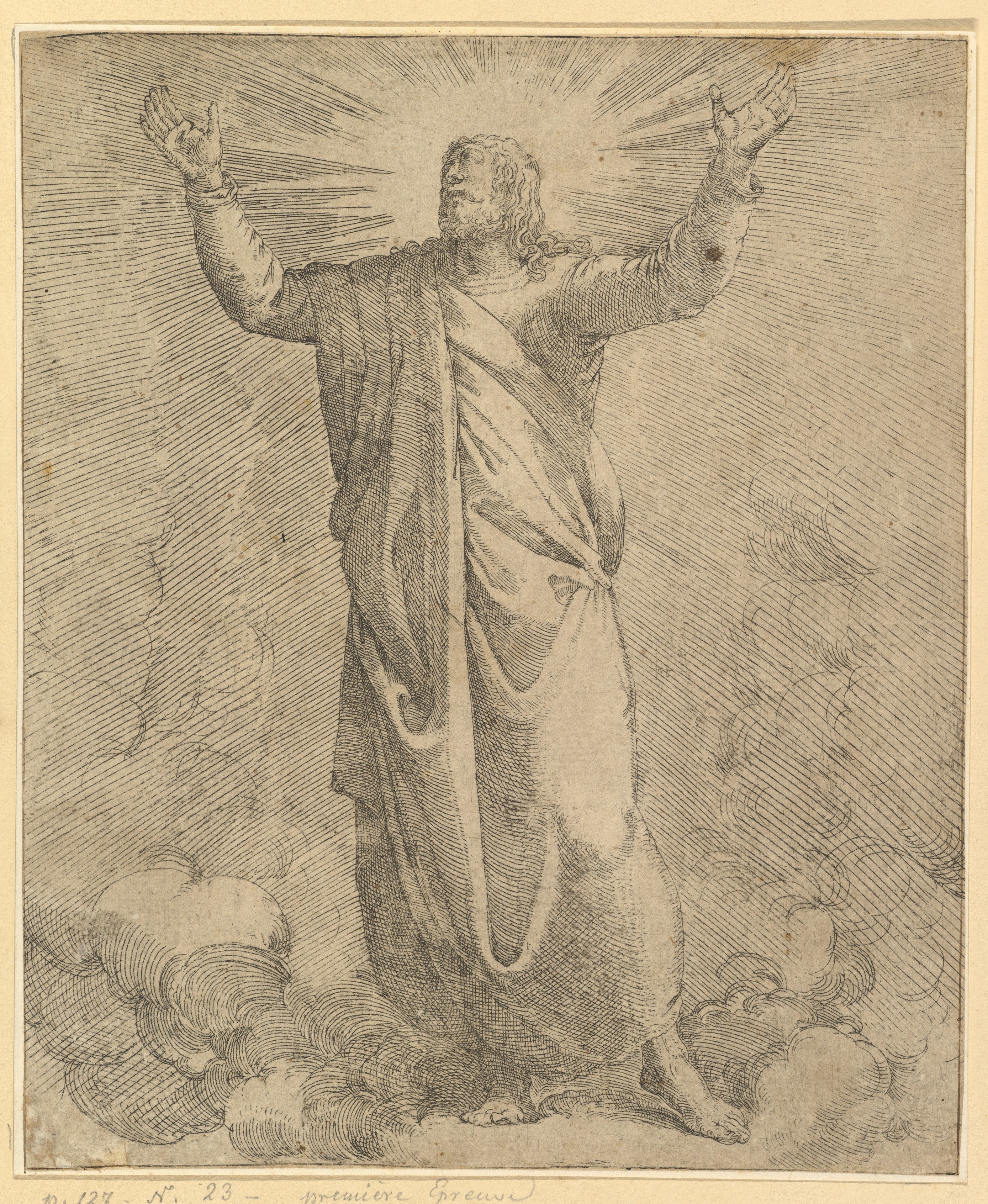 Christ Ascending Vintage Etching