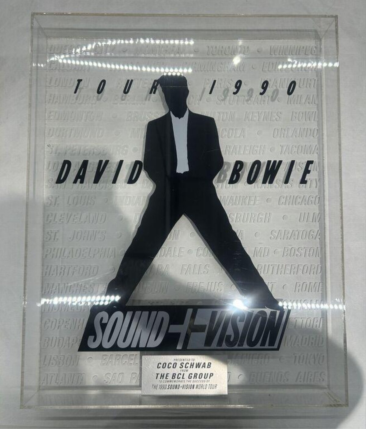 David Bowie 1990 Sound + Vision Tour Plaque