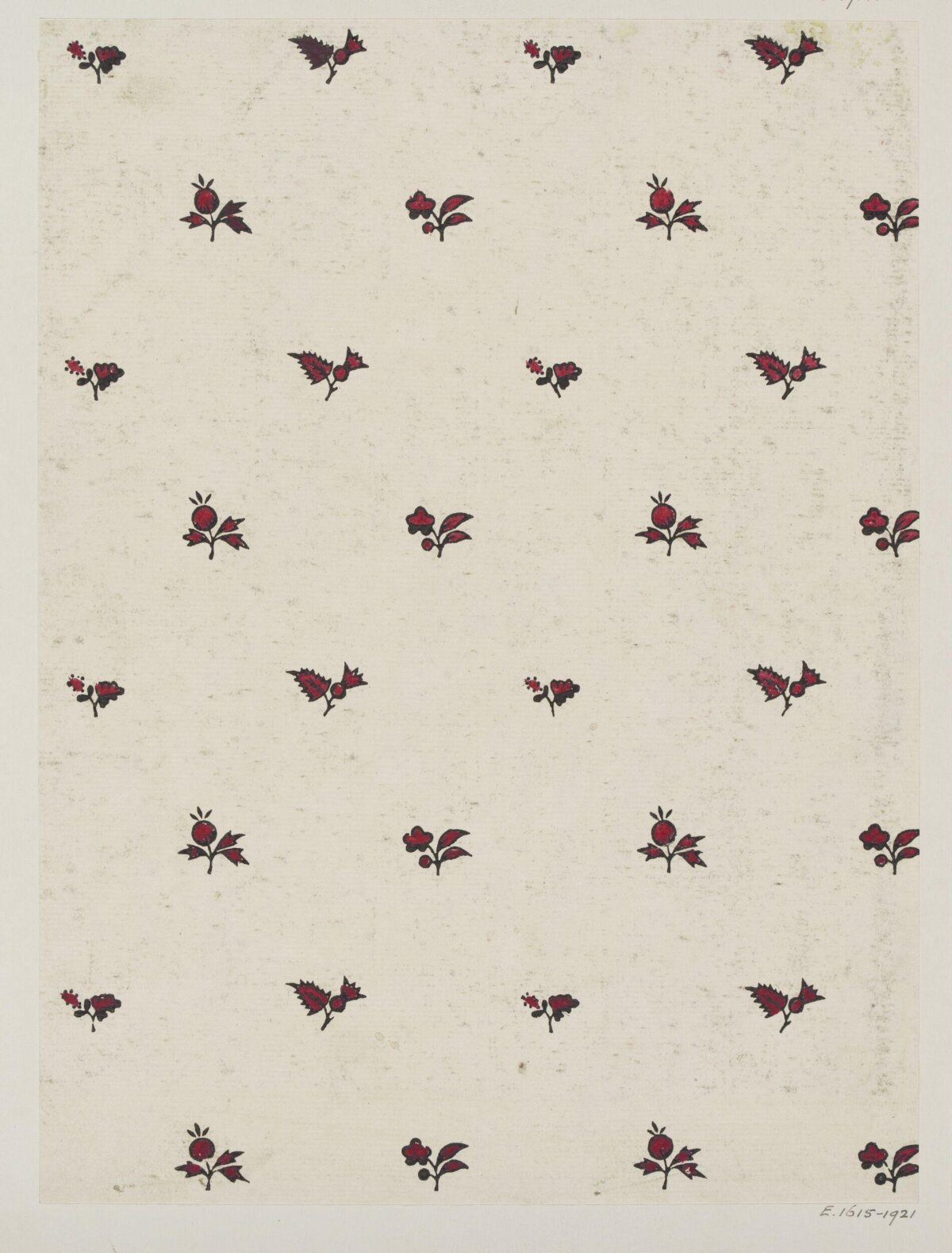 Vintage Red Berry Floral Textile Pattern