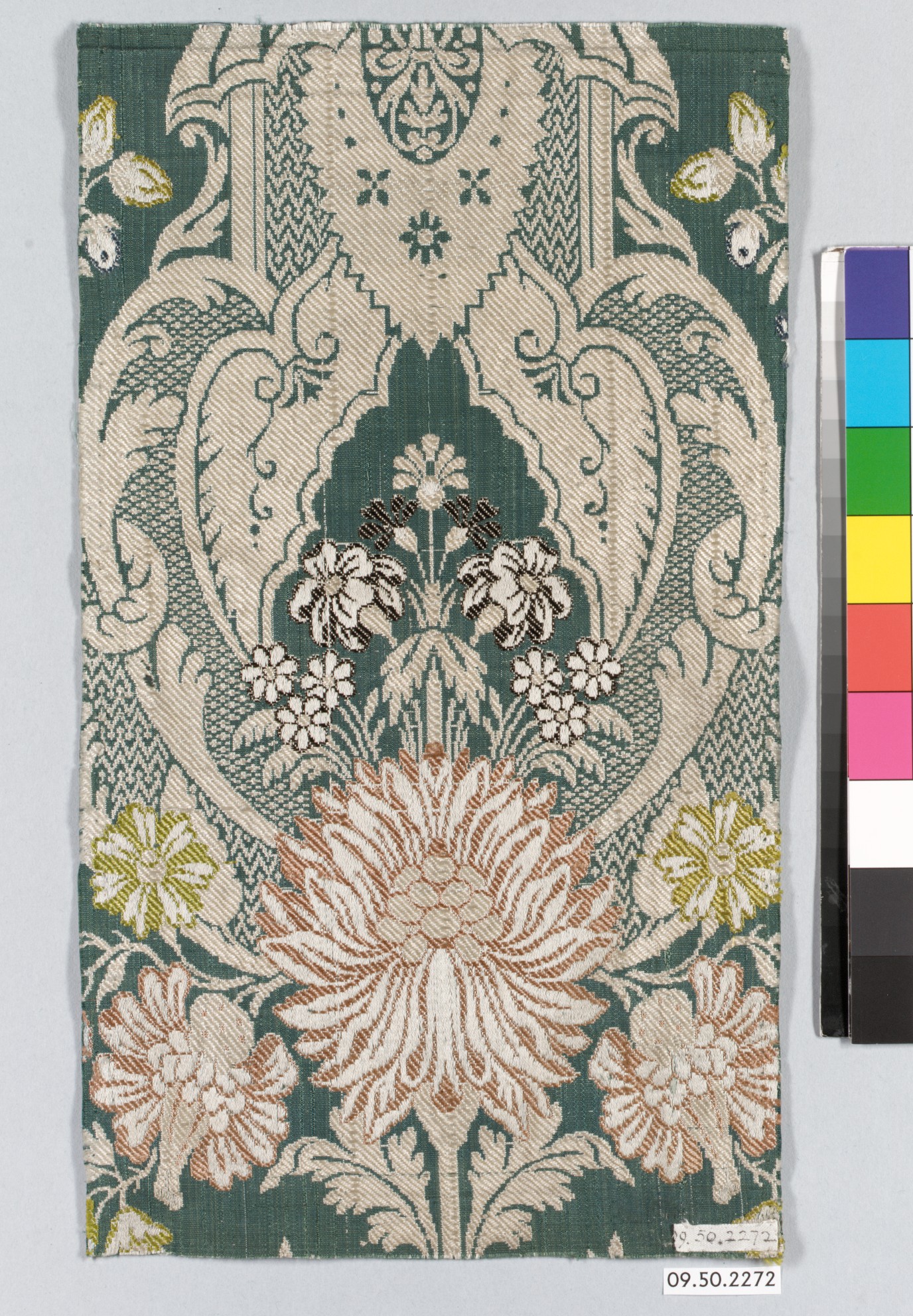 Green Floral Pattern Woven Textile