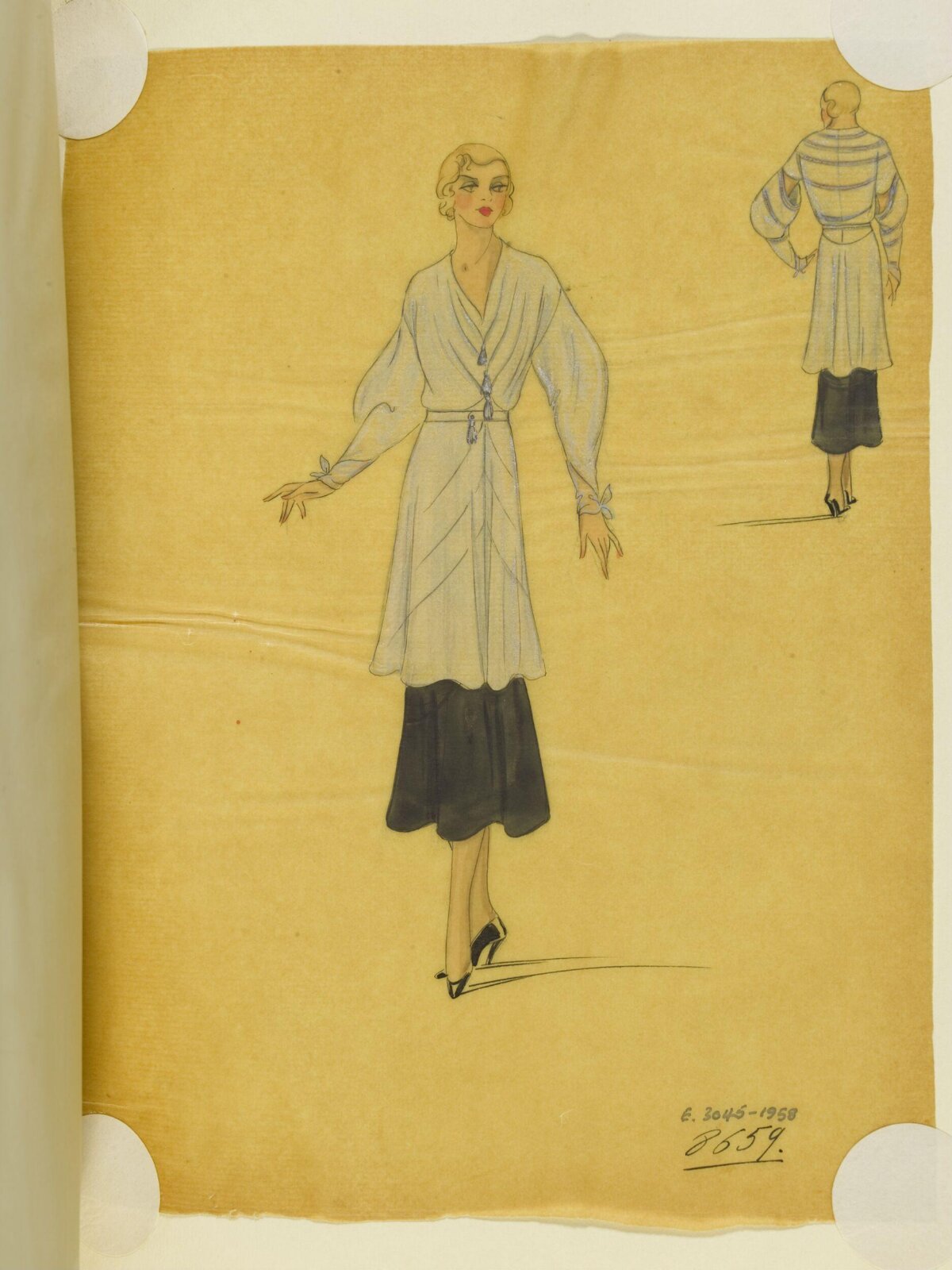 1930s Day Dress Fashion Sketch
