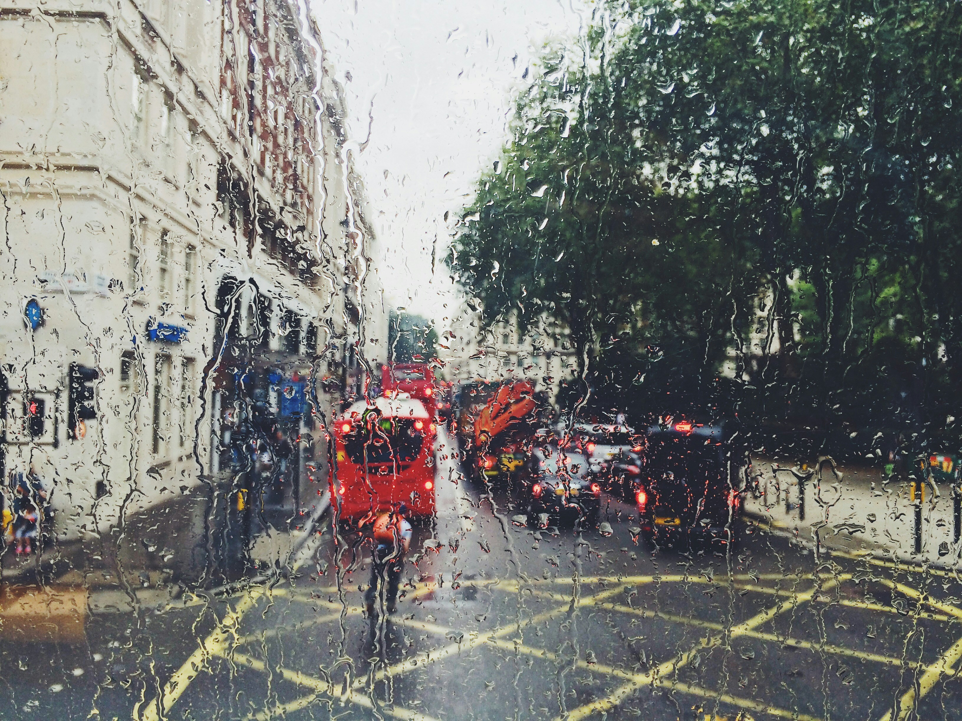 Rainy London City Street View