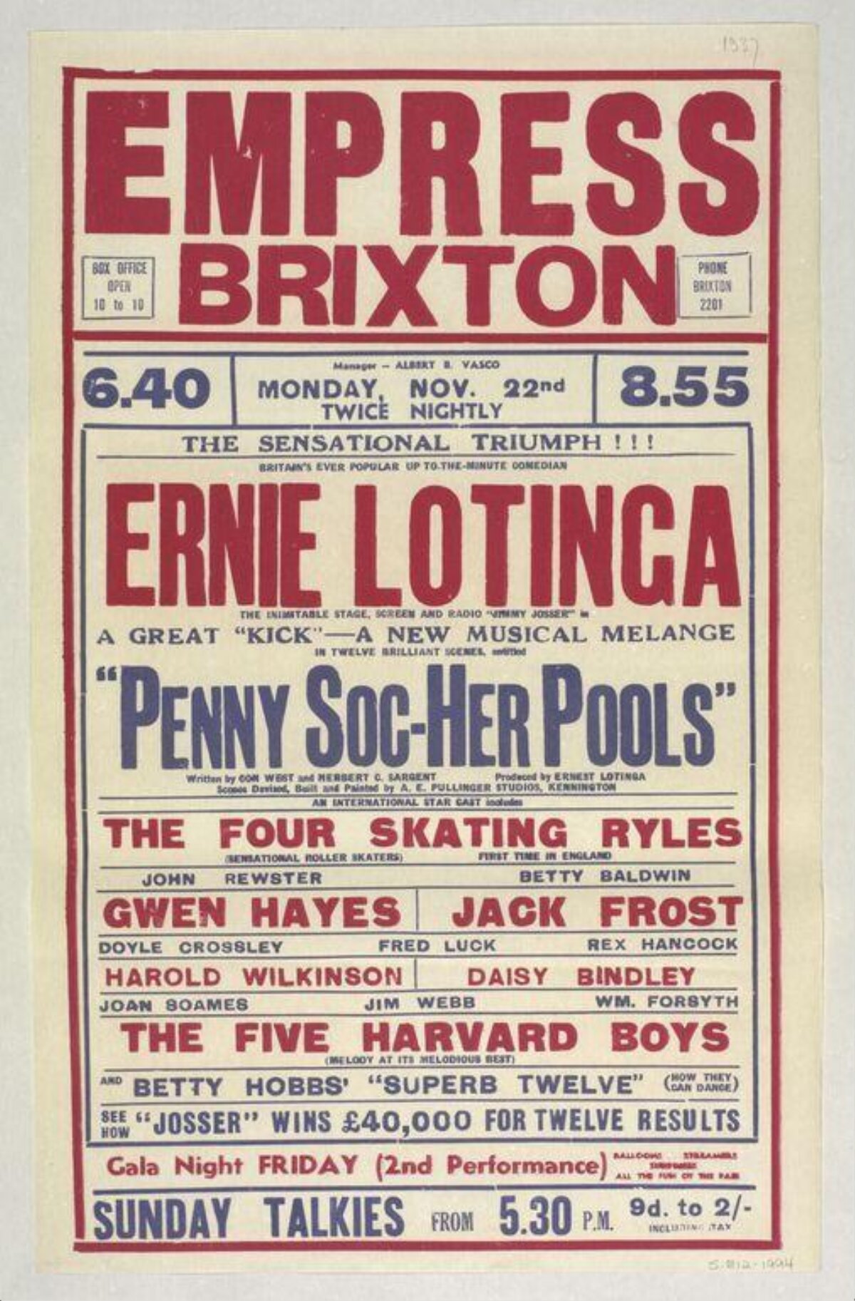 Vintage Empress Brixton Theatre Poster