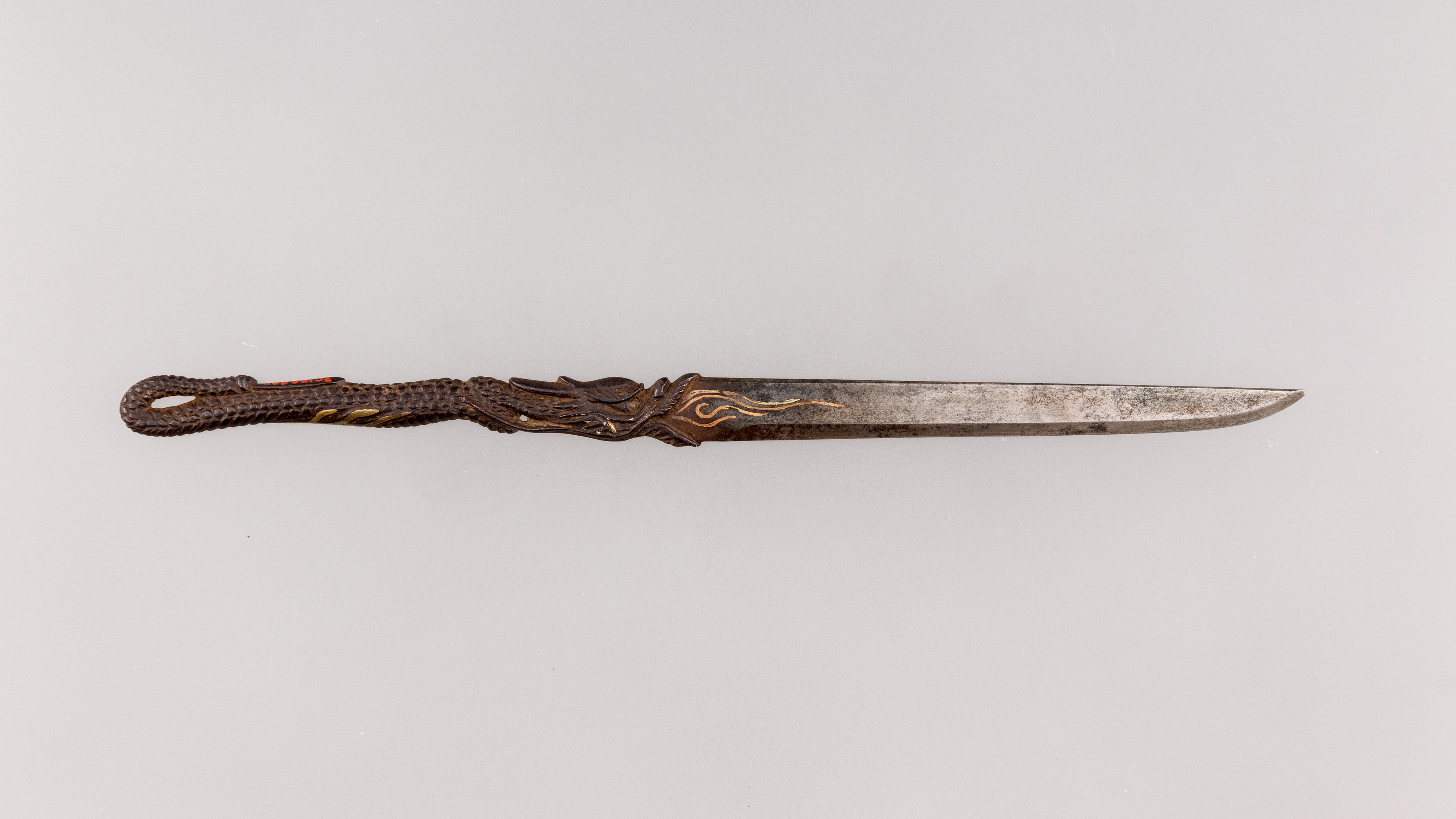 Antique Carved Dragon Short Knife