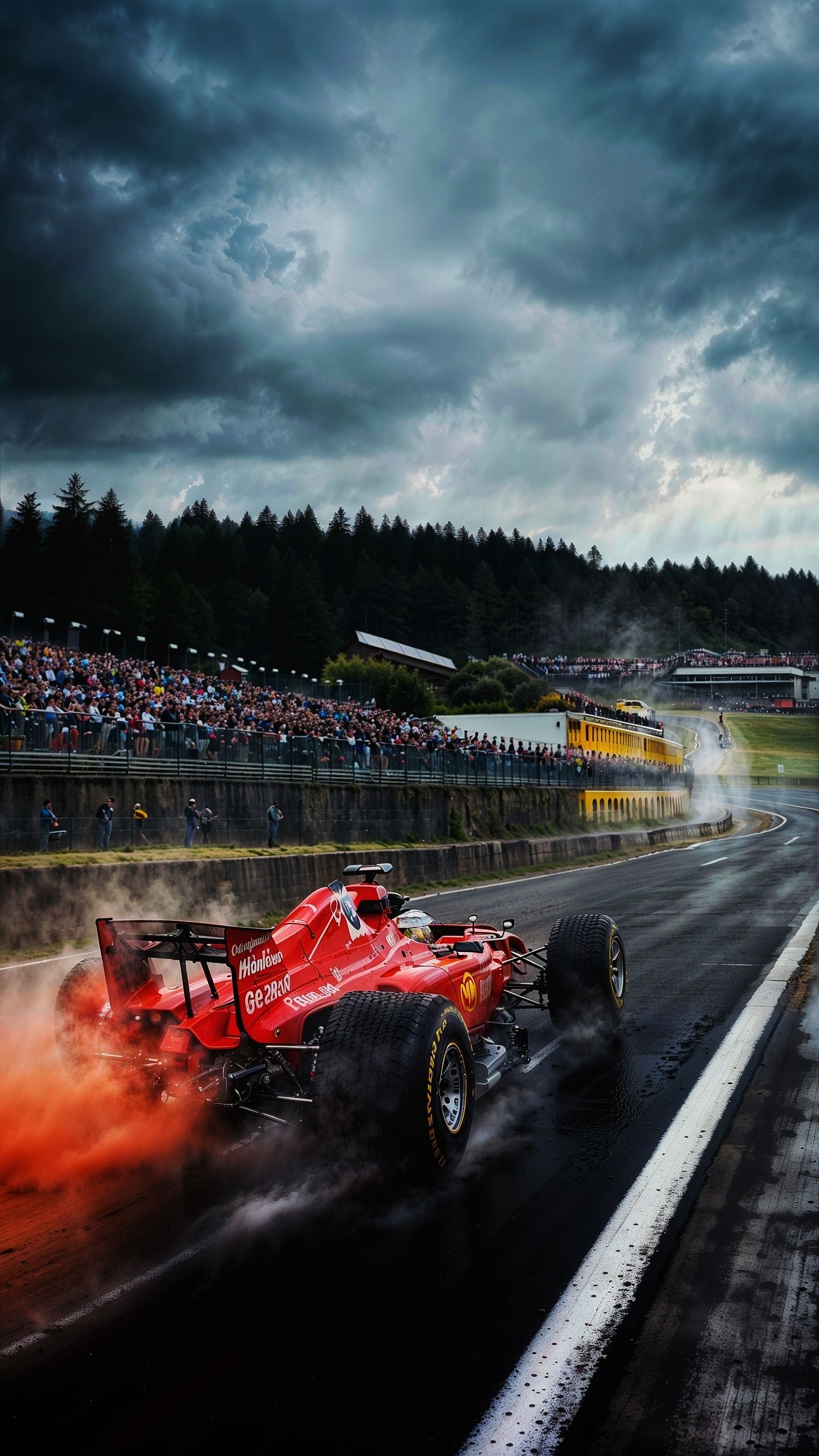 Red F1 Car on Race Track