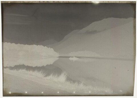 Lakeside Mountain Landscape Negative