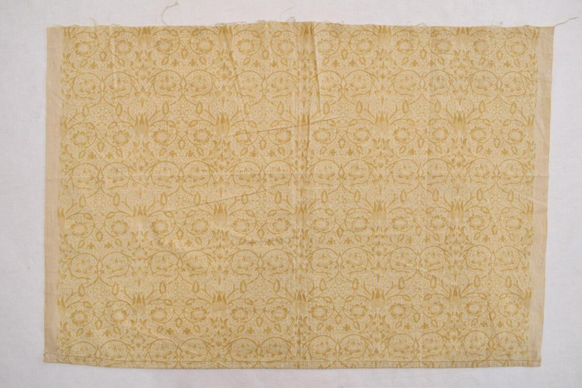Antique Yellow Floral Patterned Textile